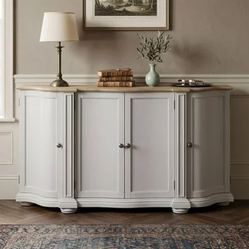 Toulouse curved sideboard - 4 door - medium - grey - wooden