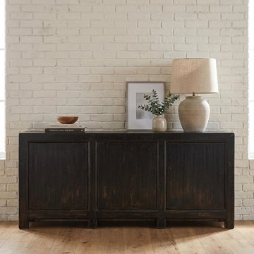 Unique one of a kind - distressed sideboard - 3 door - 218cm - extra large - black - elm wood