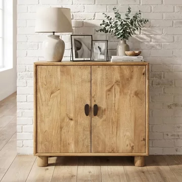 Square sideboard - 2 door - 90cm - small - natural - mango wood