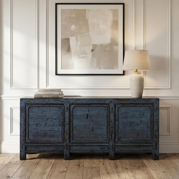 Unique one of a kind - distressed sideboard - 3 door - 202cm - extra large - blue - elm wood