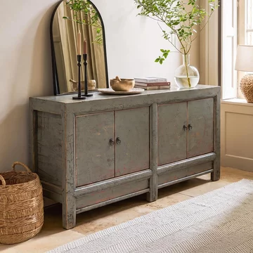 Unique one of a kind - distressed sideboard - 4 door - 161cm - large - grey - wooden