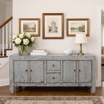 Unique one of a kind - distressed sideboard - 4 door 2 drawer - 212cm - extra large - grey - elm wood