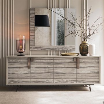 Jupiter sideboard - 4 door - extra large - eco stone and high gloss pearl line