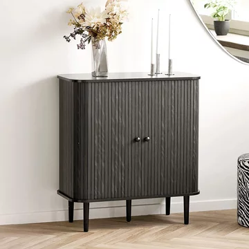 Nikko curved sideboard - 2 door - compact - fluted - black