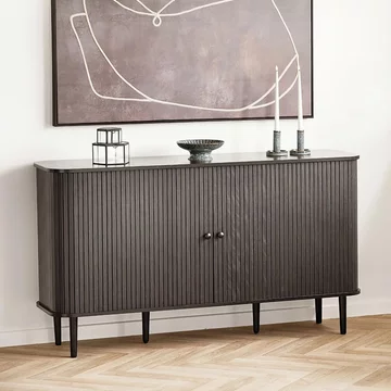 Nikko curved sideboard - 2 door - medium - fluted - black