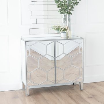 Clearance - honeycomb sideboard - 2 door - small - mirrored