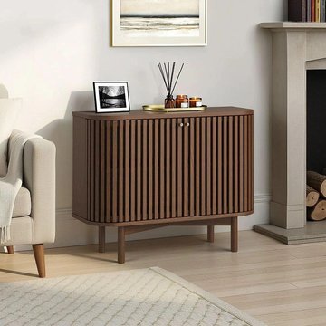 Clearance - soho sideboard - 2 door - slatted small - dark oak - fss17484