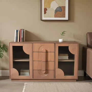 Indus sideboard - 2 door - 4 drawer - 150cm - medium - pale taupe - mango wood