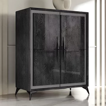 Krystal italian midi sideboard - 4 door - 121cm - medium - medblue birch gloss