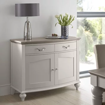 Montreux narrow sideboard - 2 drawer - grey washed oak & soft grey