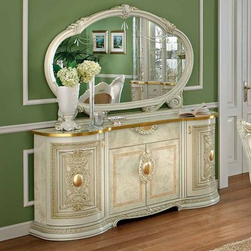 Leonardo italian buffet sideboard - large - ivory gloss and gold