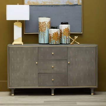 Deskey sideboard - 2 door - medium - grey and faux shagreen - 150cm