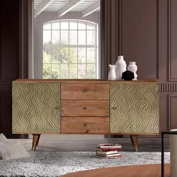 Hamlin sideboard - textured mango wood - 2 door - large - 160cm