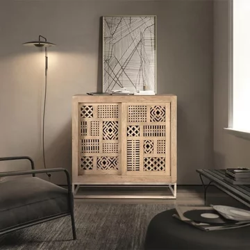 Hiram sideboard - carved mango wood - 2 door - small - 90cm