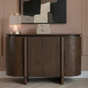 Langford curved sideboard - 3 door - medium - brown - ceramic and oak