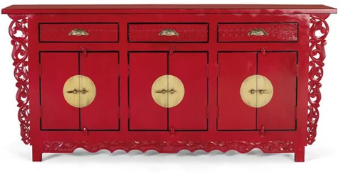 Lubesh sideboard - red mango wood - 6 door - extra large - 180cm