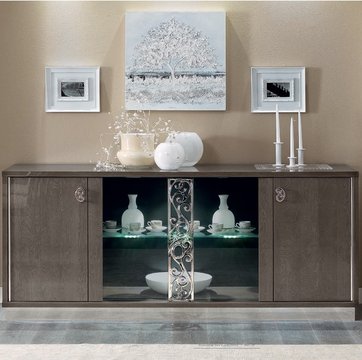 Platinum italian buffet sideboard - glamour - glass door - silver