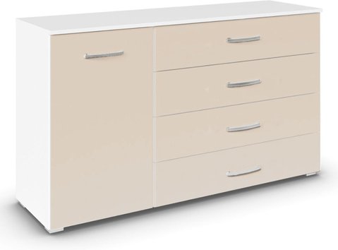 Aditio medium sideboard - 120cm - 1 door - 4 drawer - 4 drawer - alpine white & champagne