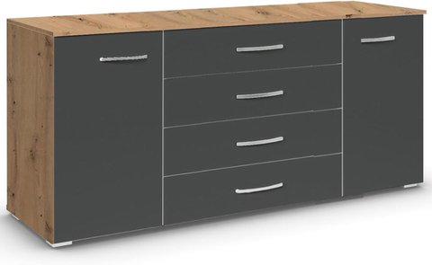 Aditio large sideboard - 160cm - 2 door - artisan oak & metallic dark grey
