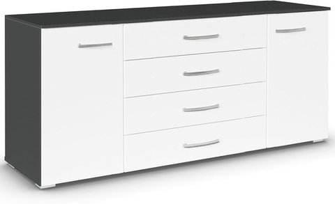 Aditio large sideboard - 160cm - 2 door - metallic dark grey & alpine white