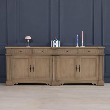 Rustic wood sideboard - 4 door - extra large