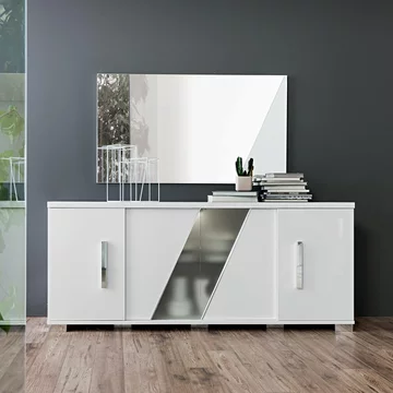 Lisa buffet extra large sideboard - 202cm - 4 door - white high gloss