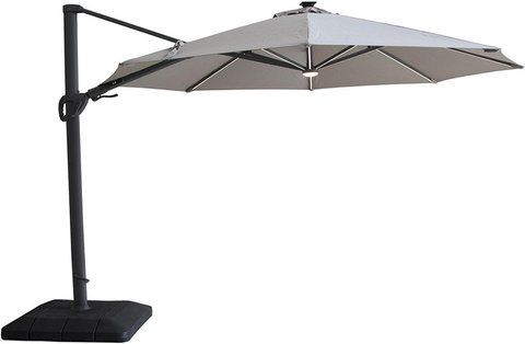 Aramis led outdoor cantilever parasol - 3.5cm - round - with base - white pepper beige