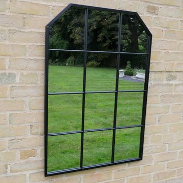 Garden window mirror - black - metal - 70cm x 100cm
