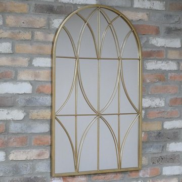 Wall mirror - arch - gold metal frame