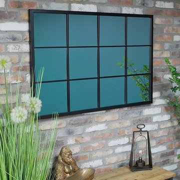 Wall mirror - rectangular - black - metal