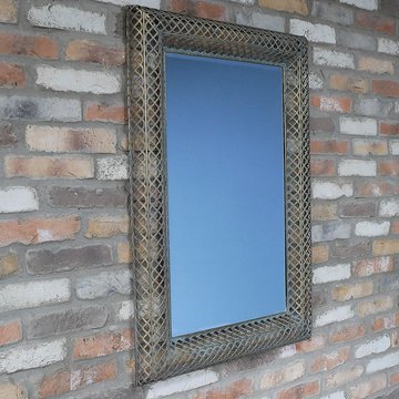 Wall mirror - rustic - gold metal - rectangular - set of 2