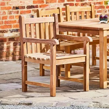 2 x grisdale outdoor teak carver dining chair