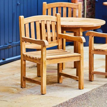 2 x malvern outdoor teak carver dining chair