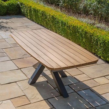 Jakarta garden teak oval dining table - 10 seater - 220cm - charcoal