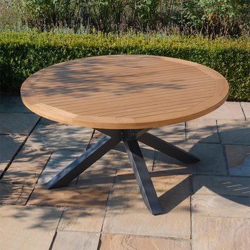 Jakarta garden teak round dining table - 8 seater - 150cm - charcoal