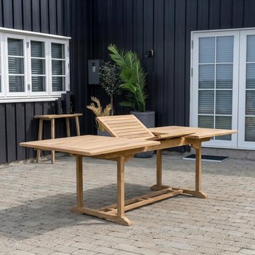 Butterfly extending garden dining table - 180cm-240cm - 6-10 seater - teak wood - trestle base