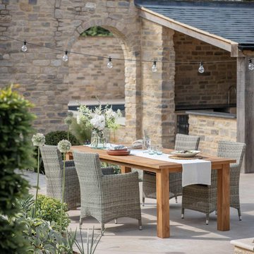 St mawes outdoor table reclaimed teak wood
