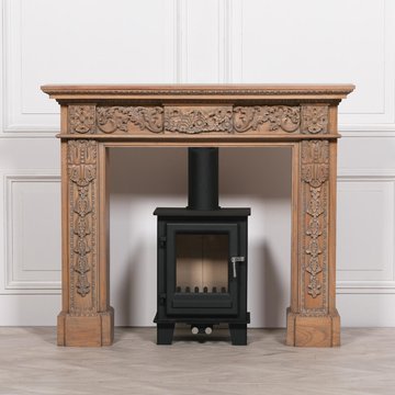 Wooden fire surround - hand carved