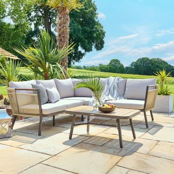 Bali garden corner lounge set - 5 seater - with coffee table