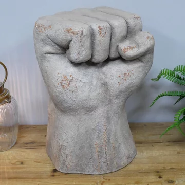 Fist plant stand - white distressed stone finish