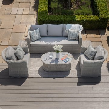 Oxford garden sofa set - 3 seater - coffee table - ceramic top - grey rattan