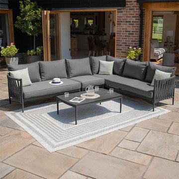 Milan large corner garden sofa set - coffee table - ceramic top - charcoal