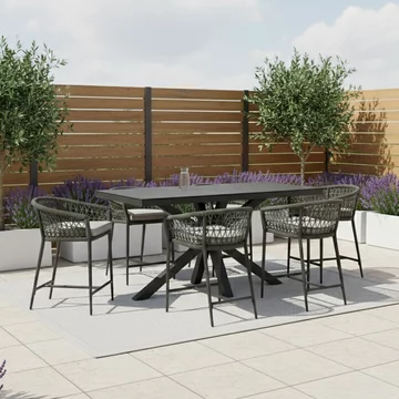 Monaco garden low bar set - 6 seater barstool - ivy green