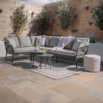 Monaco large corner garden sofa set - coffee table - ceramic top - ivy green