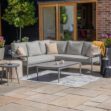 Florence small corner garden sofa set - coffee table - ceramic top - cool linen