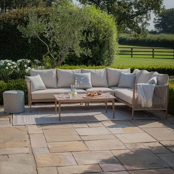 Havana large corner garden sofa set - coffee table - natural linen