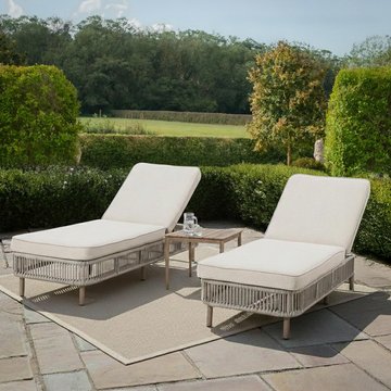 Havana garden sun lounger set - natural linen