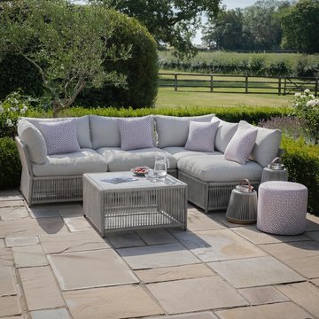 Maldives small corner garden sofa set - coffee table - ceramic top - cool linen