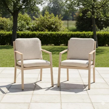 Sicily garden dining chairs - set of 2 - teak arms - latte