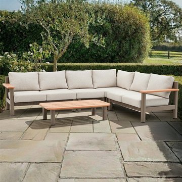 Sicily large corner garden sofa set - with coffee table - cafe latte